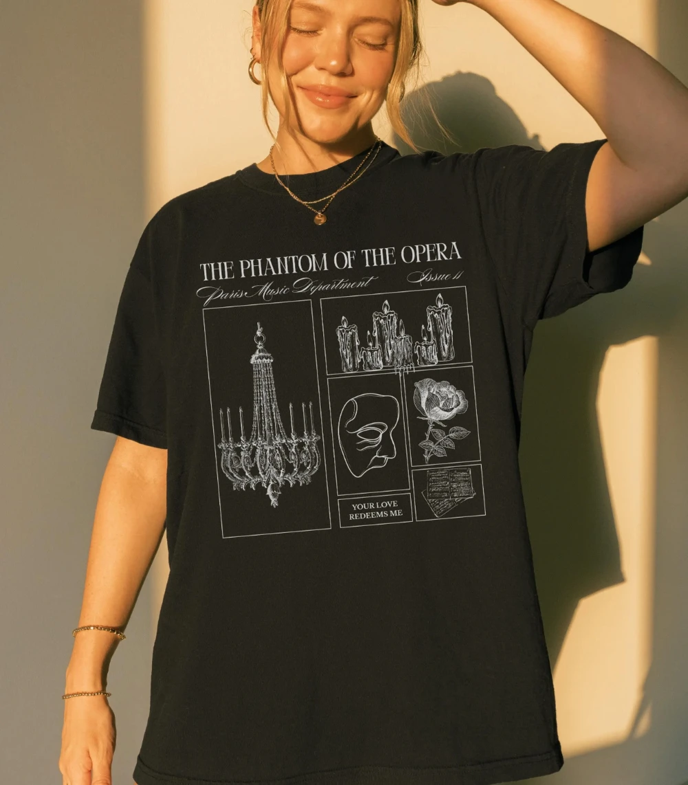 Gaston Leroux Phantom of The Opera Gothic Literature Tee Spooky Season Classic Horror Lover Halloween Morally Grey Villain
