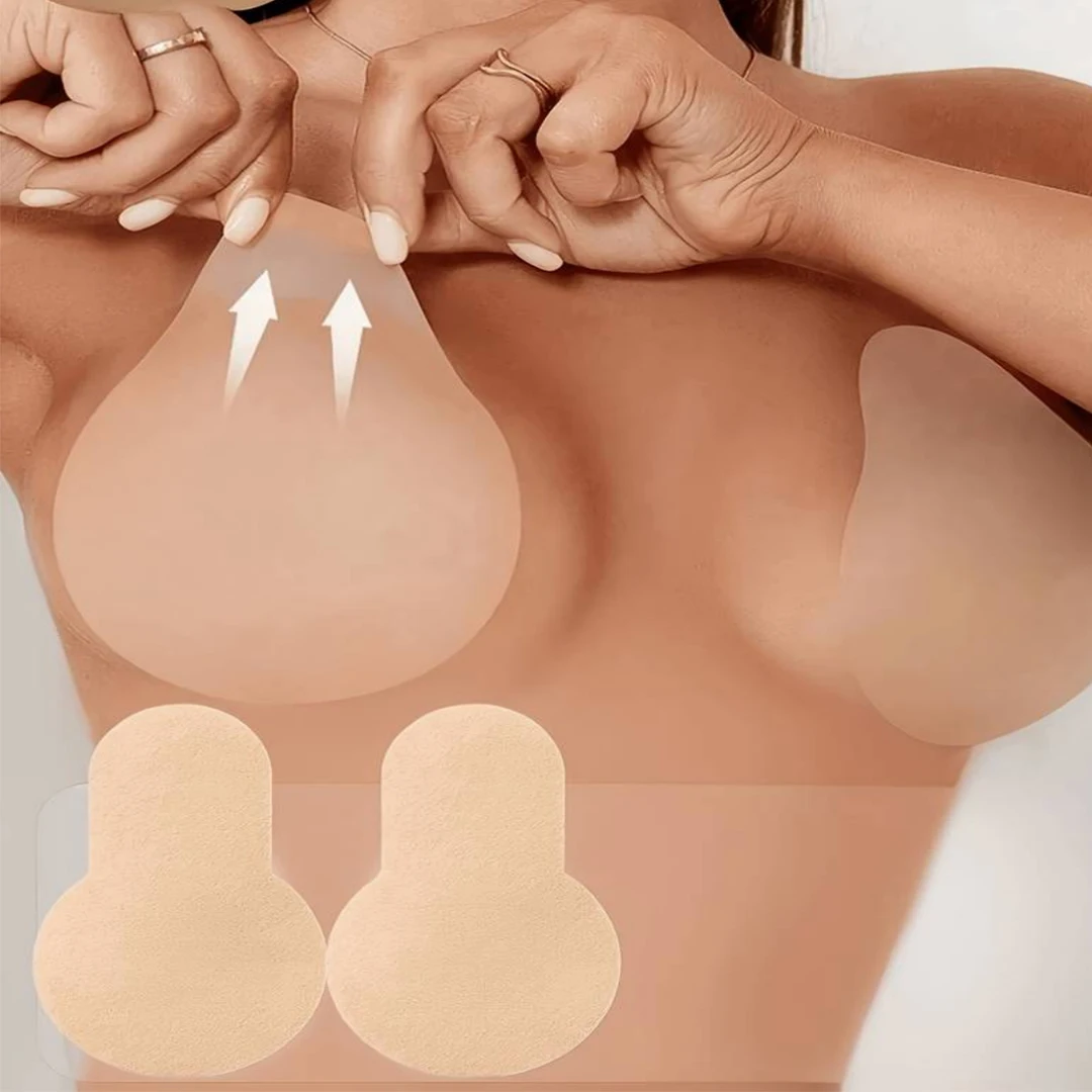 Women Push Up Bras Self Adhesive Silicone Strapless Invisible Bra Reusable Sticky Breast Lift Tape Rabbit Nipple Cover Bra Pads view 5