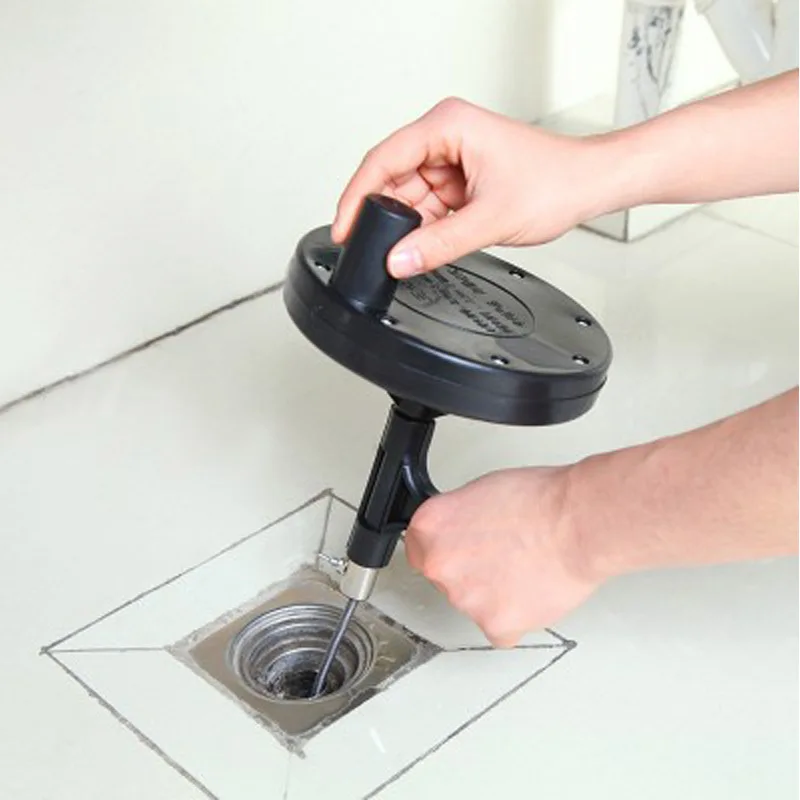 5m Black Adjustable Manual Pipes Dredger Handle Flexible Extendable Spring Steel Wire Toilet Kitchen Bathroom Sink Cleaning Tool