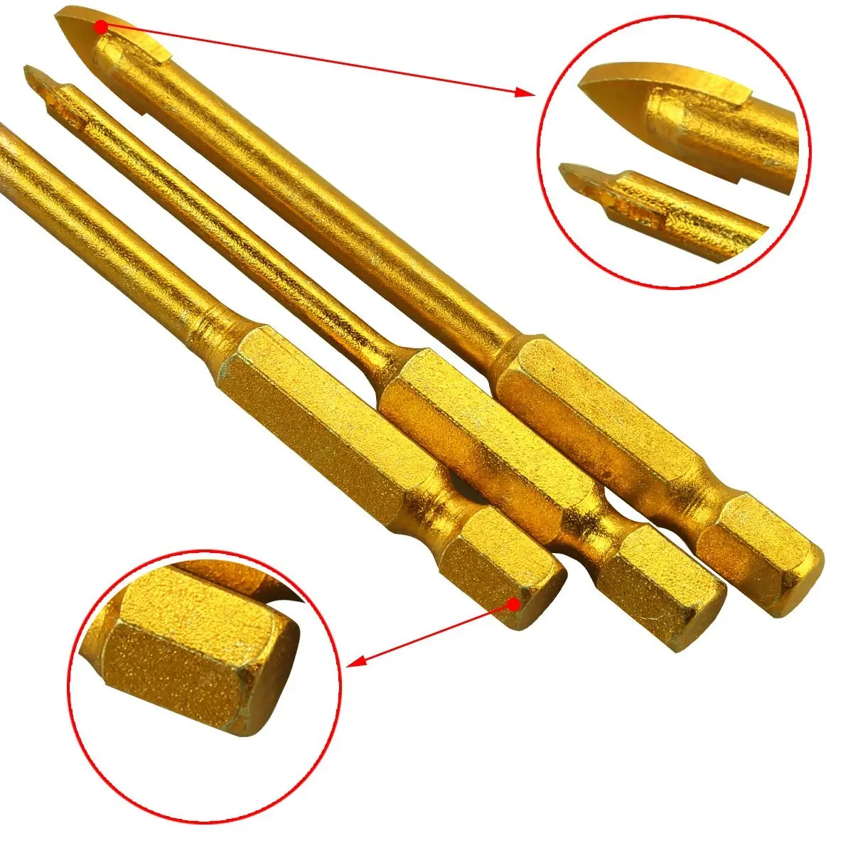 9 pcs. Tile Drill Ceramic Drill Set of Glass Drill Bits Set Hexagon Tile Drill Set Glass Tile Drilling Tool for Mirrors / Gla