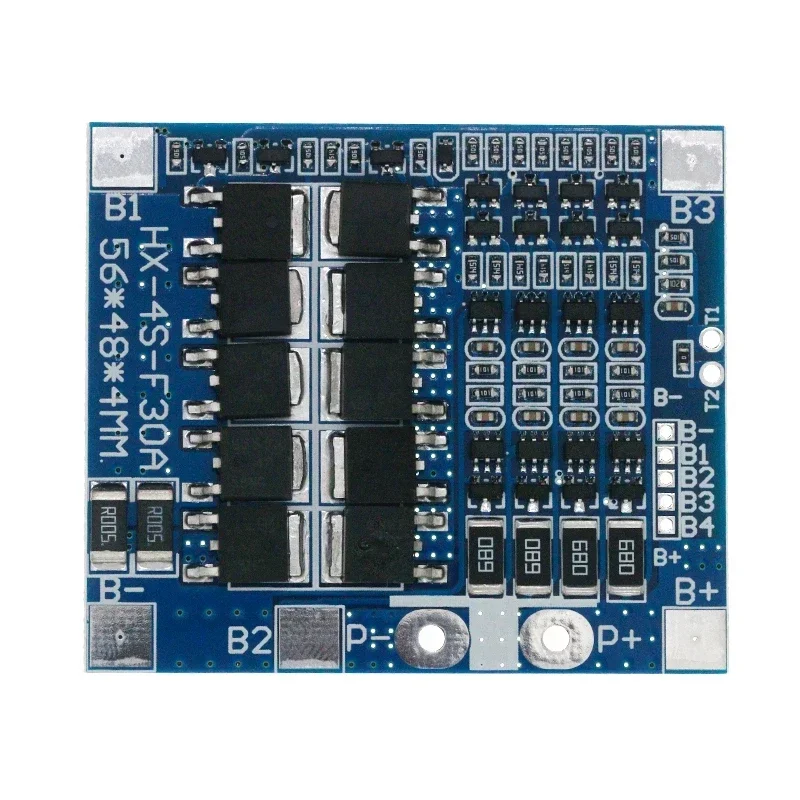 1PCS 4S 30A 14.4V lithium iron phosphate protection board Balanced integrated circuit 18650 battery BMS Packaging PCB blue