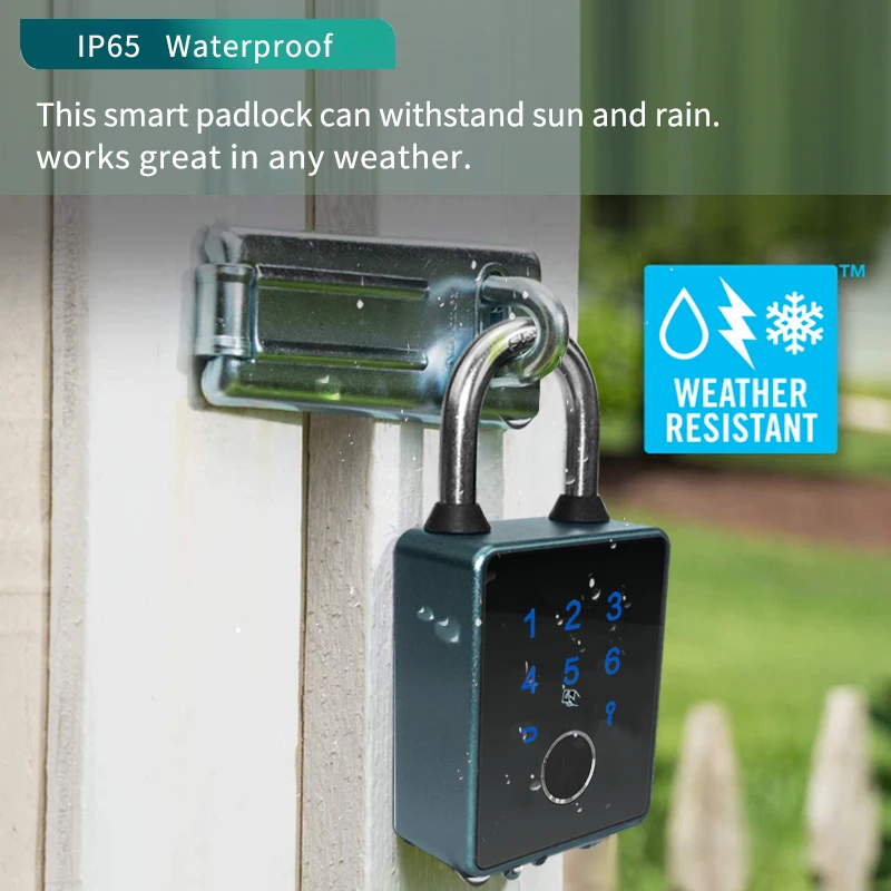 Tuya Lock BLE Waterproof Keyless Intelligent Fingerprint Padlock Portable Digital Lock With APP Password Key Unlock