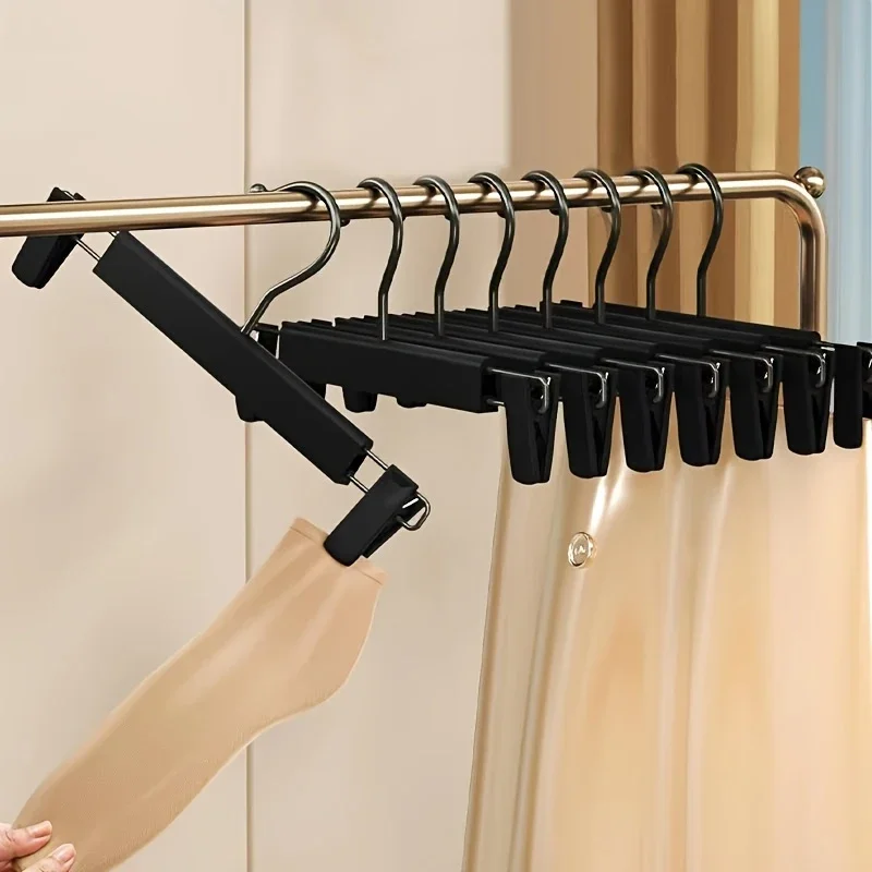 10 Stück Kleiderbügel für Hosen, platzsparende Rockhalter, verstellbare Clips, Hosenbügel, Kleidung, Mantel, Kleidung, Jeans, Kleiderbügel – Detail 7