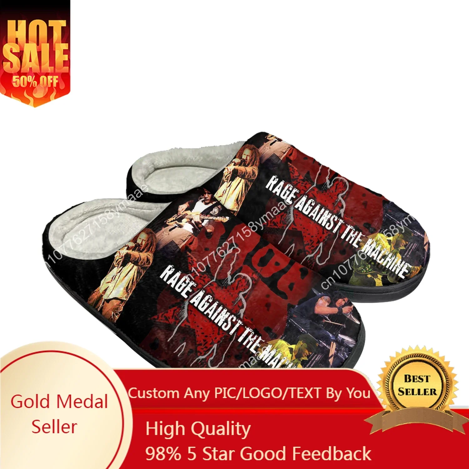 Rage Against The Machine Home Cotton Slippers Mens Womens Plush Bedroom Evil Empire Keep Warm Shoes Thermal Indoor Slipper Shoe
