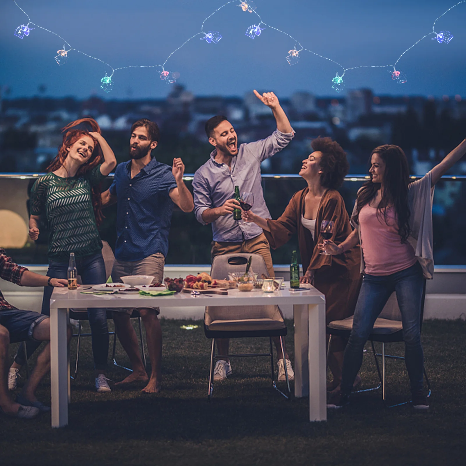 Unicórnio luz da corda 20 led luzes de fadas operado lâmpada decorativa para festa quarto decoração da parede do feriado