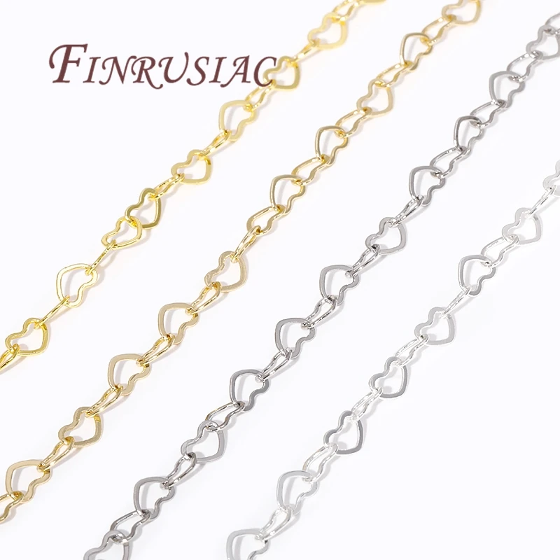 1/2Meters 14K/18K Gold Plated Love Heart Chains For Jewelry Making,Bulk Chain For Needlework,DIY Necklace Bracelets Findings