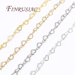 1/2Meters 14K/18K Gold Plated Love Heart Chains For Jewelry Making,Bulk Chain For Needlework,DIY Necklace Bracelets Findings