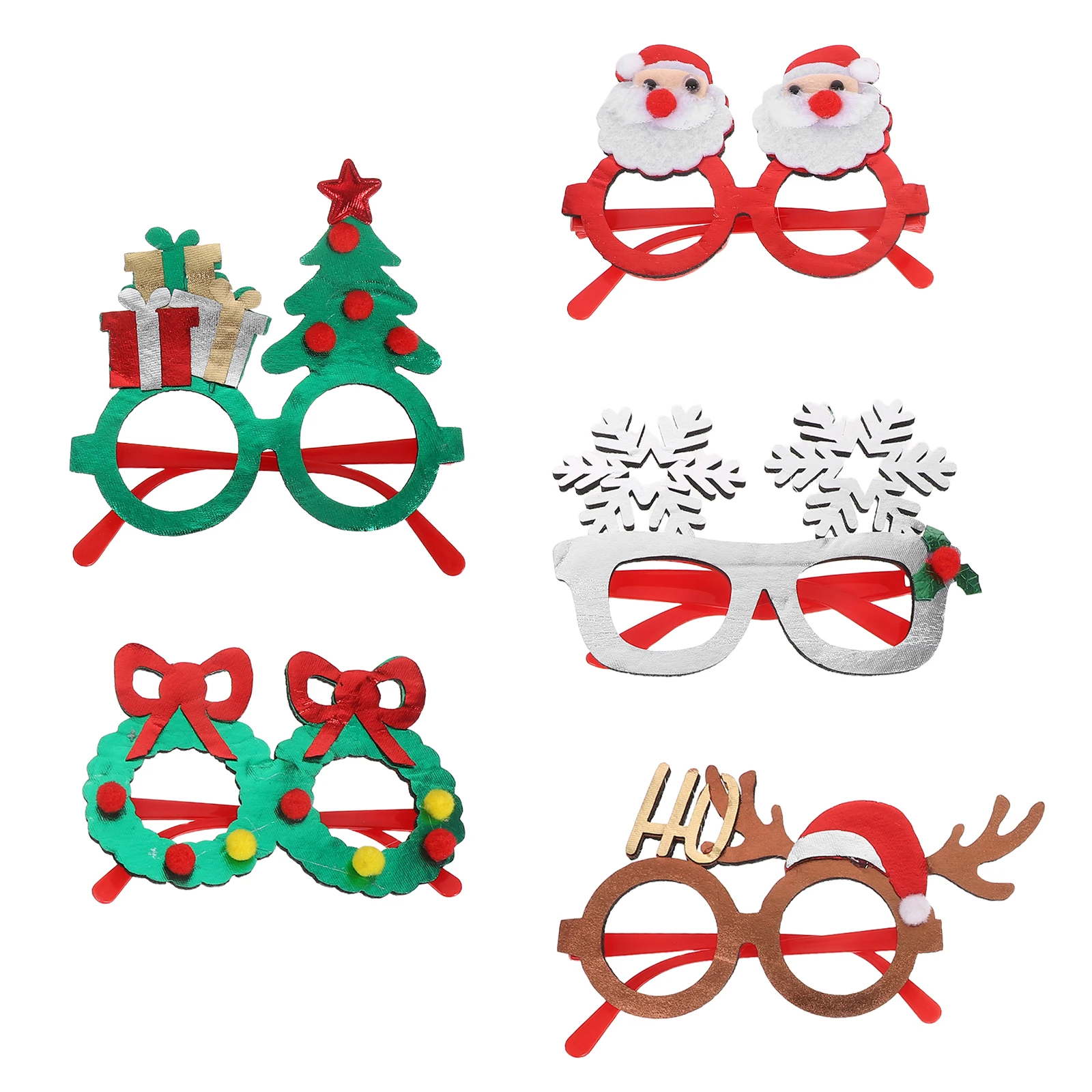 

5 Pcs Christmas Decoration Glasses Frames Party Favor Photo Eyeglasses Favors for New Year Felt