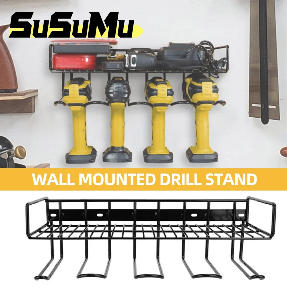 Hand Power Tool Organizer Rack Heavy Duty Iron Tool Storage Wall Mounted Floating Tool Electric Drill Holder for Workshop Garage