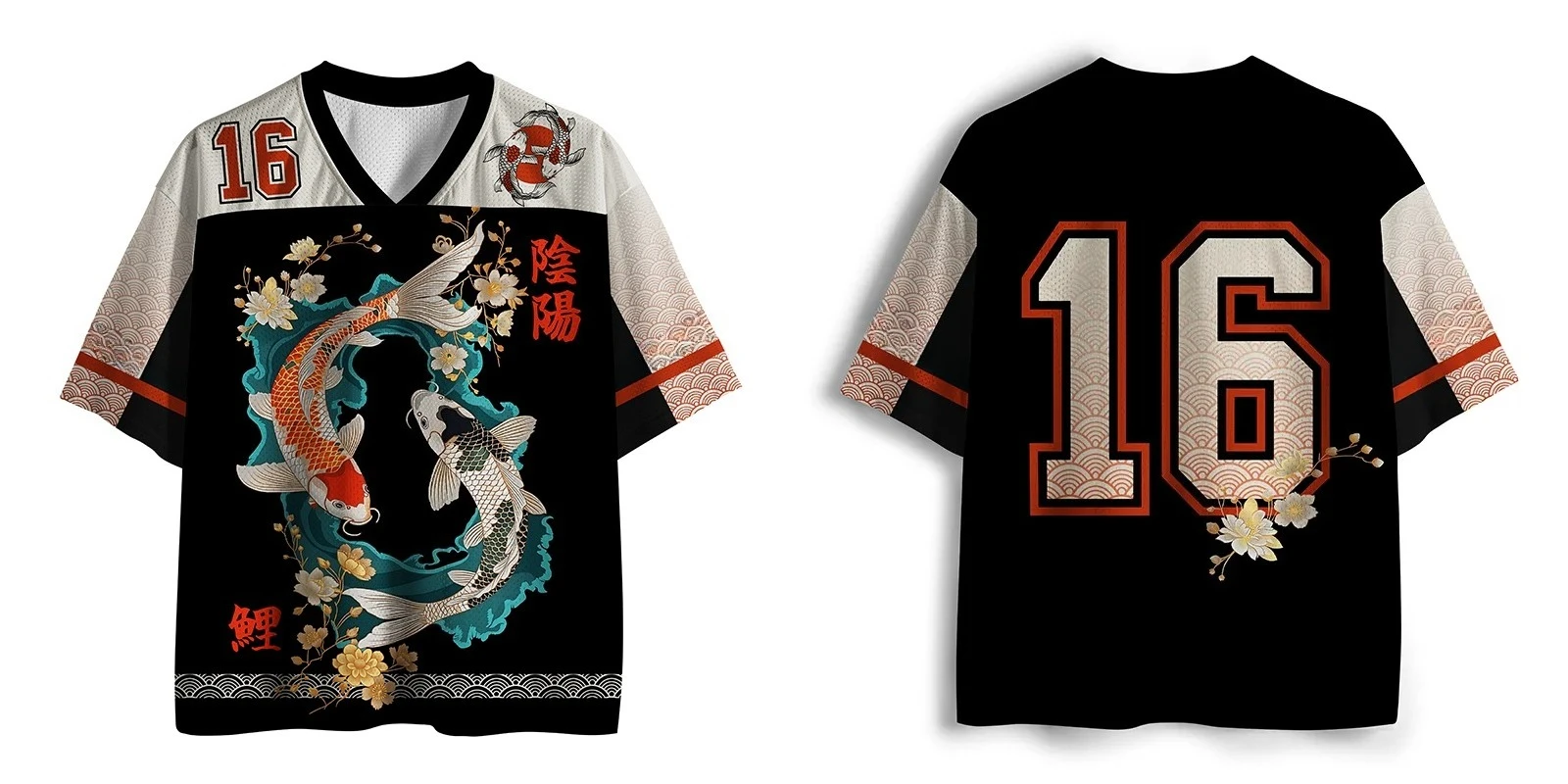 2026 Summer Japanese Koi Lucky 3D Printing Fitness Training Speed Drying Outdoor Leisure Sports Wear Summer V-neck T-shirt Large