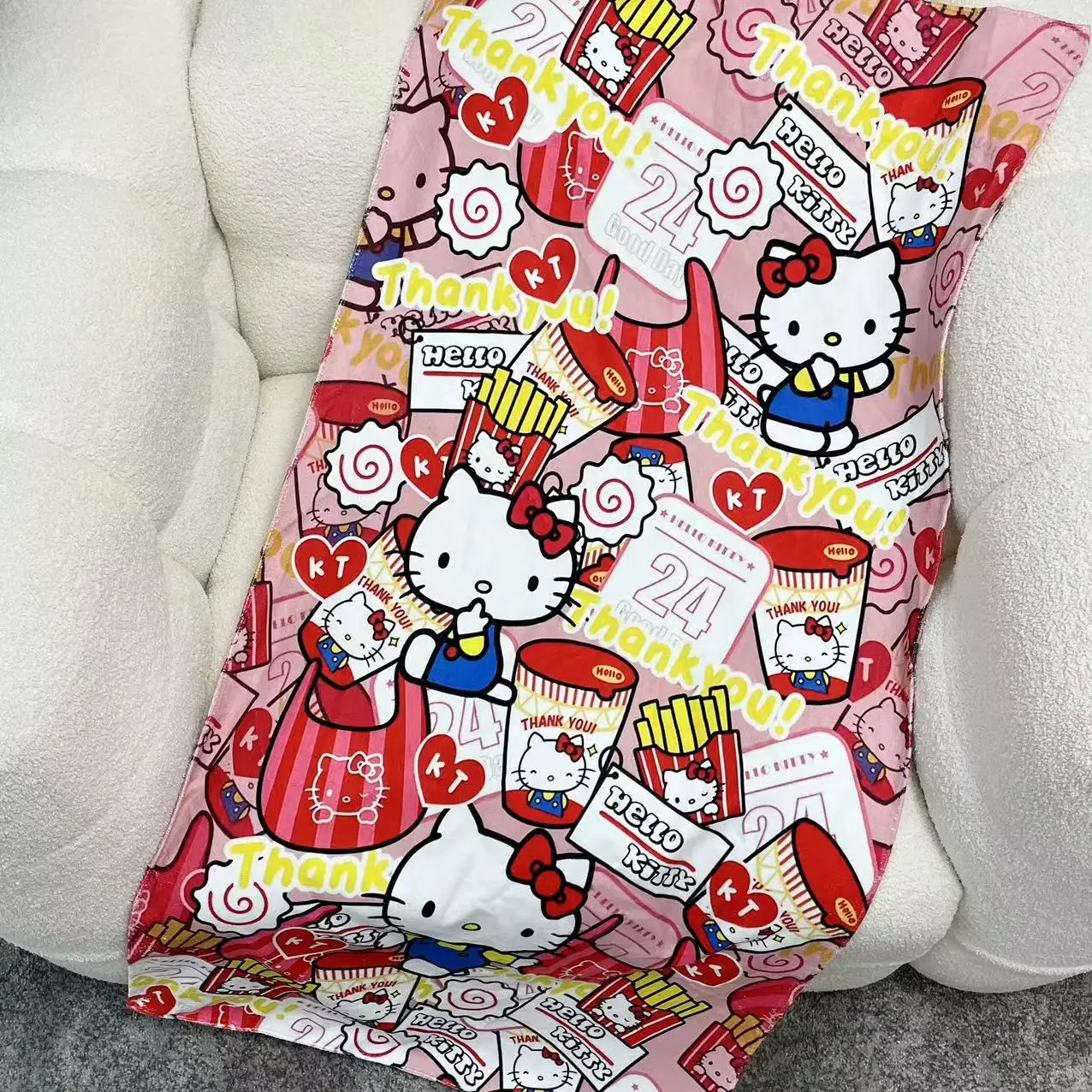 Sanrio Lovely Bath Towel Kuromi My Melody Hello Kitty Pochacco Cinnamoroll Cartoon Anime Printing Beach Towel Travel Girl