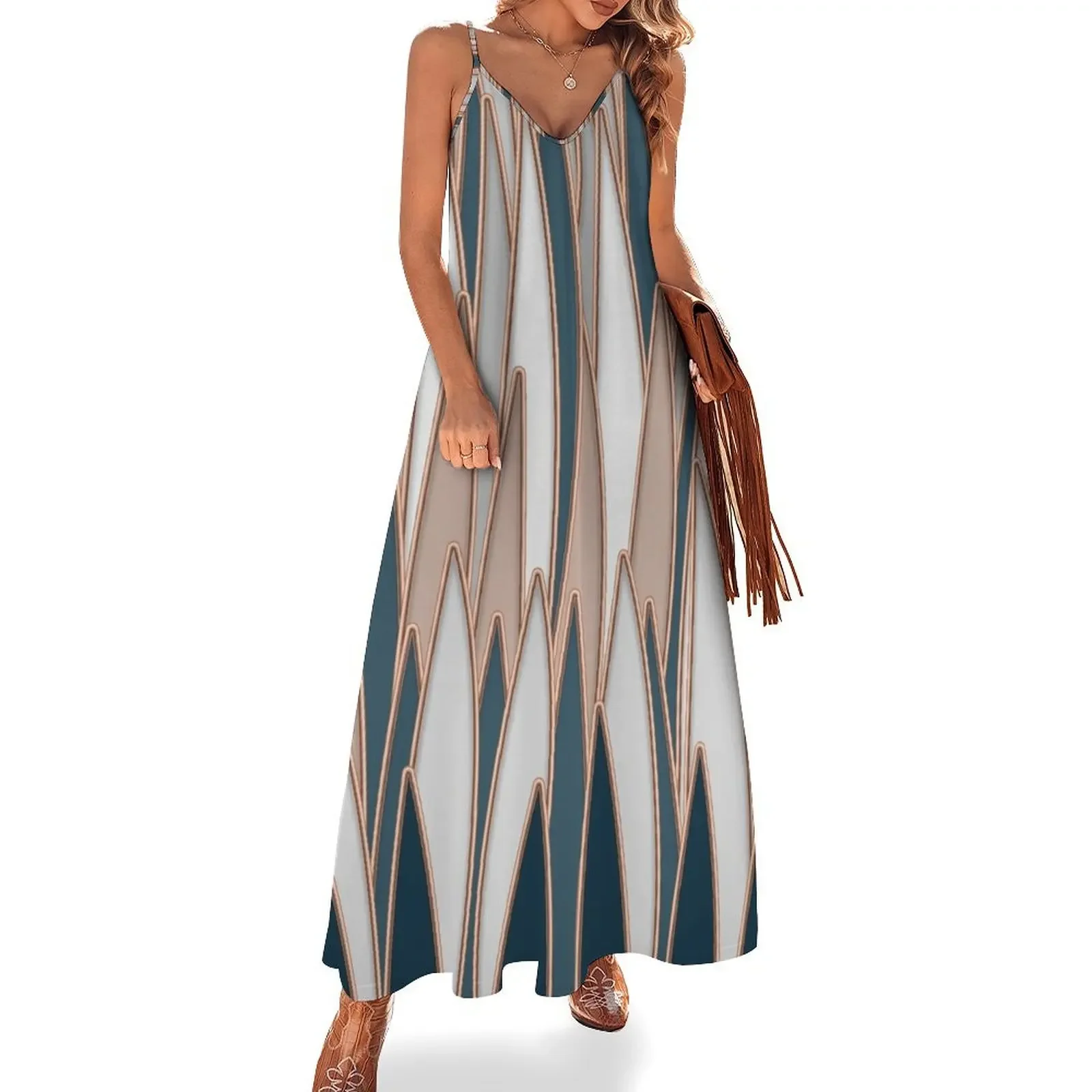 

Minimalistic Abstract Shapes with Copper Edges Sleeveless Dress Prom gown evening dresses women summer outfits for women 2025