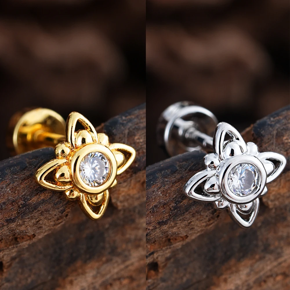 1 Stück Hypoallergene Ohrstecker Piercing Oreja Stahl Schmetterling Stern Mini Ohrring mit Schraubverschluss Helix Tragus Piercing Schmuck für Frauen – Detail 15