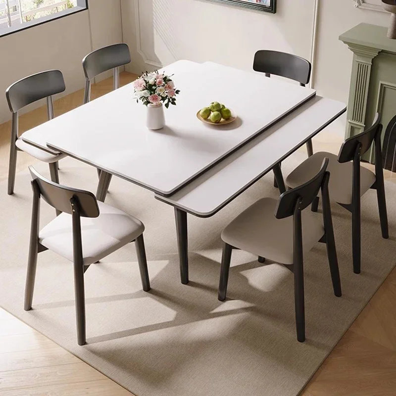 

Chairs Kitchen Dinning Tables Sets Service Table Ceramic Dining Sedentary Room Oval Luxury Mesa Plegable Extendable Round Home