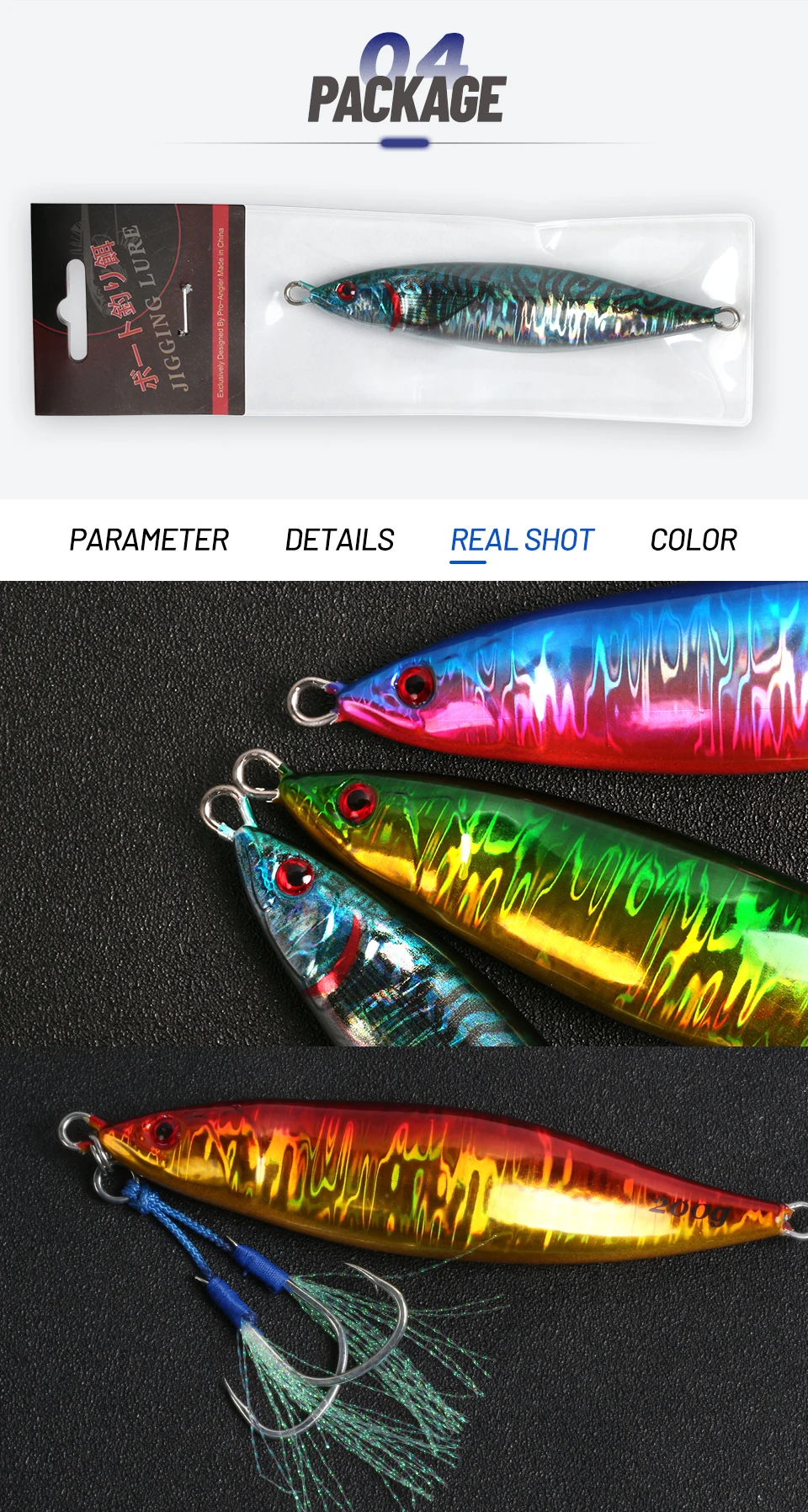 OBSESSION J81 160g 200g 300g 400g 3D Druck Laser S Form Jigbait Boot Angeln Jigging locken Metall Meer Angeln Pesca Jig Lockt – Detail 9