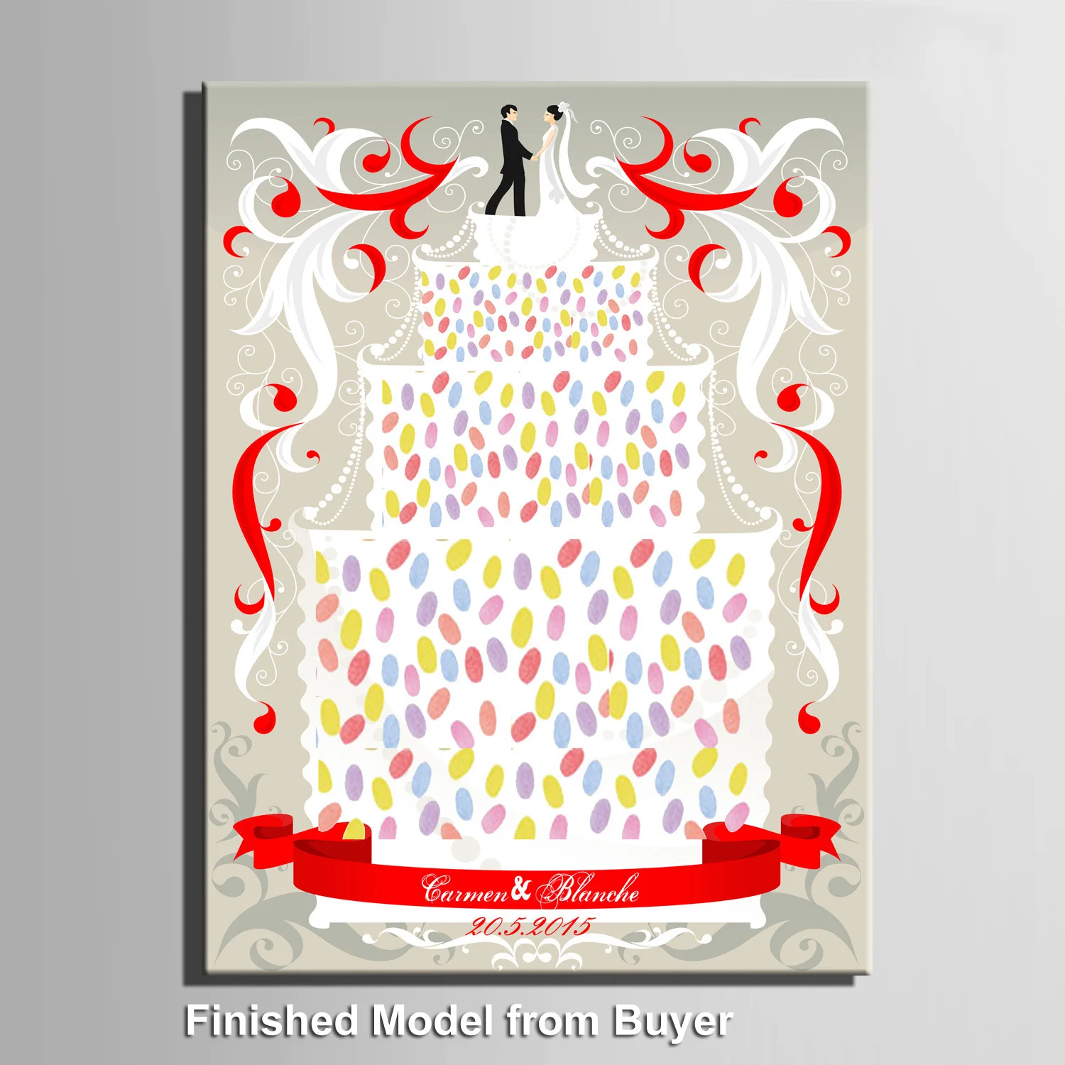 Customize Fingerprint DIY Guest Book for Brithday Party Baby Shower and Wedding Decoration Signature Guestbook (1-2 Set Inkpad )