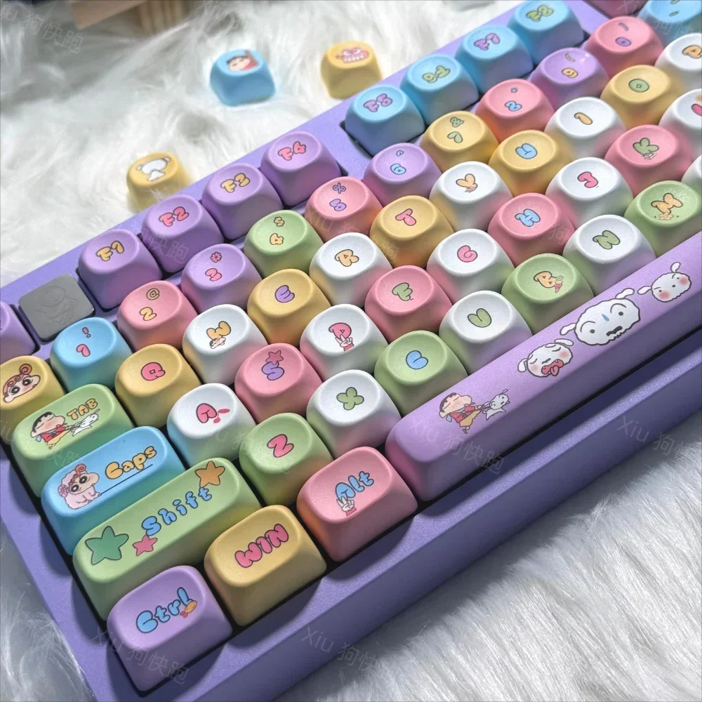 Colorful Cute Crayon MOA Keycap Set PBT 135 Keys Cartoon for MX Switch 60/84/90/104/108 Layout Mechanical Keyboards