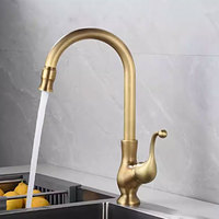 Antique Bronze Kitchen Faucets 360 Rotate Cold and Hot Mixer Tap Swivel Spout Water Mixers Single Handle Vessel Sink Faucets 118