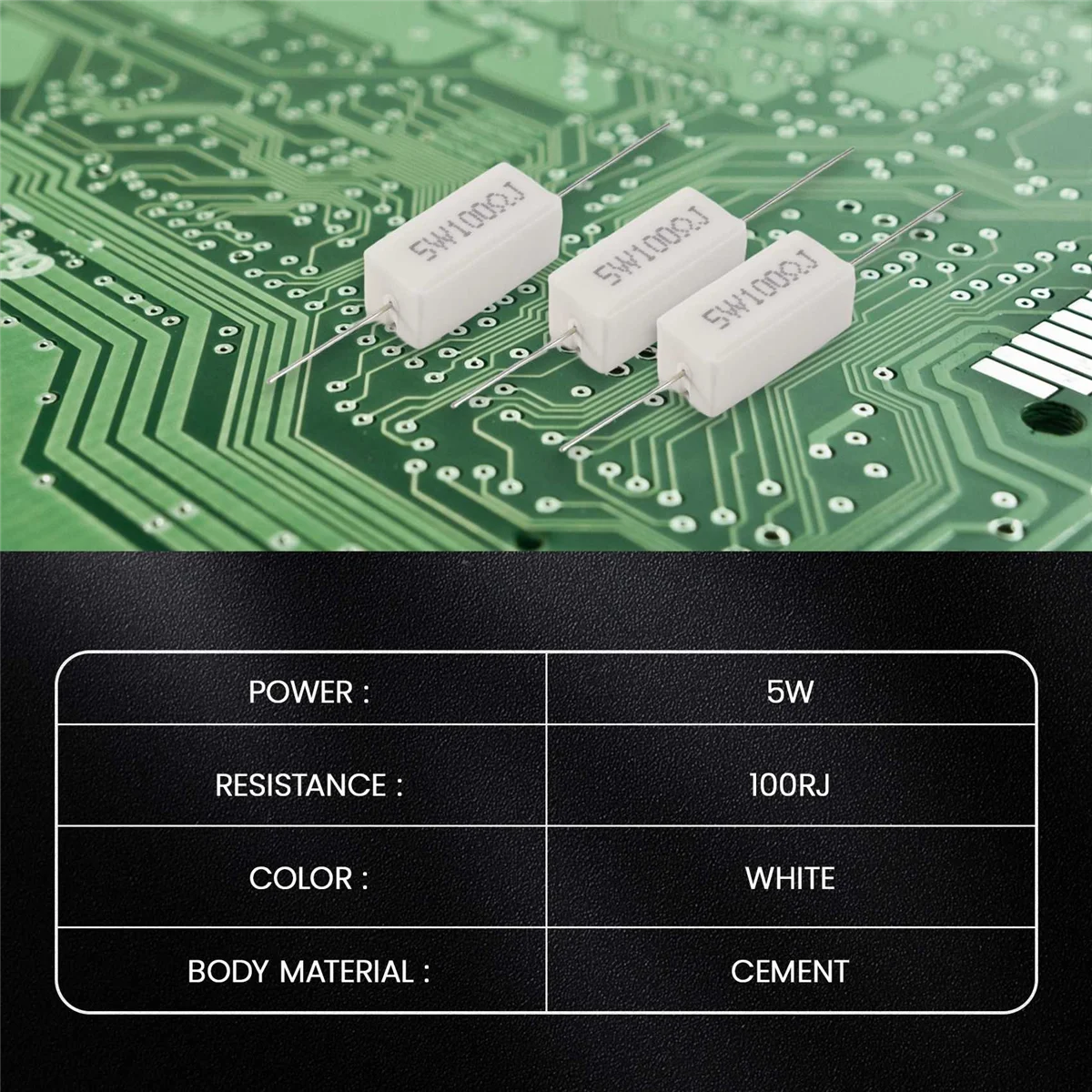 와이어와인드 세라믹 시멘트 저항기, 100 옴, 5W 와트 5%, 10x