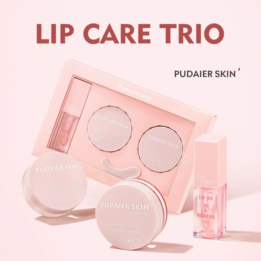 Pudaier Lip Oil Lip Gloss Care Set  Makeup Exfoliating Lips Scrub Nourishing Moisturizing Lipmask Lip Oil Balm Base Moisturizer