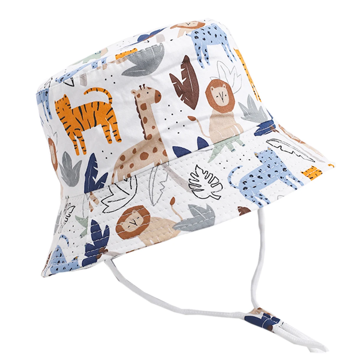 2024 Summer Baby Sun Hat Boy Girl Cartoon Print Cotton UV Protection Cute Cap Infant Children Panama Beach Kids Bucket Hat