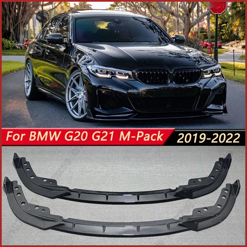 For BMW 3 Series G20 G21 G28 320i 330i M340i M Pack 2019-2022 Front Bumper Lip Spoiler Cap Front Lip Diffuser Guard Cover