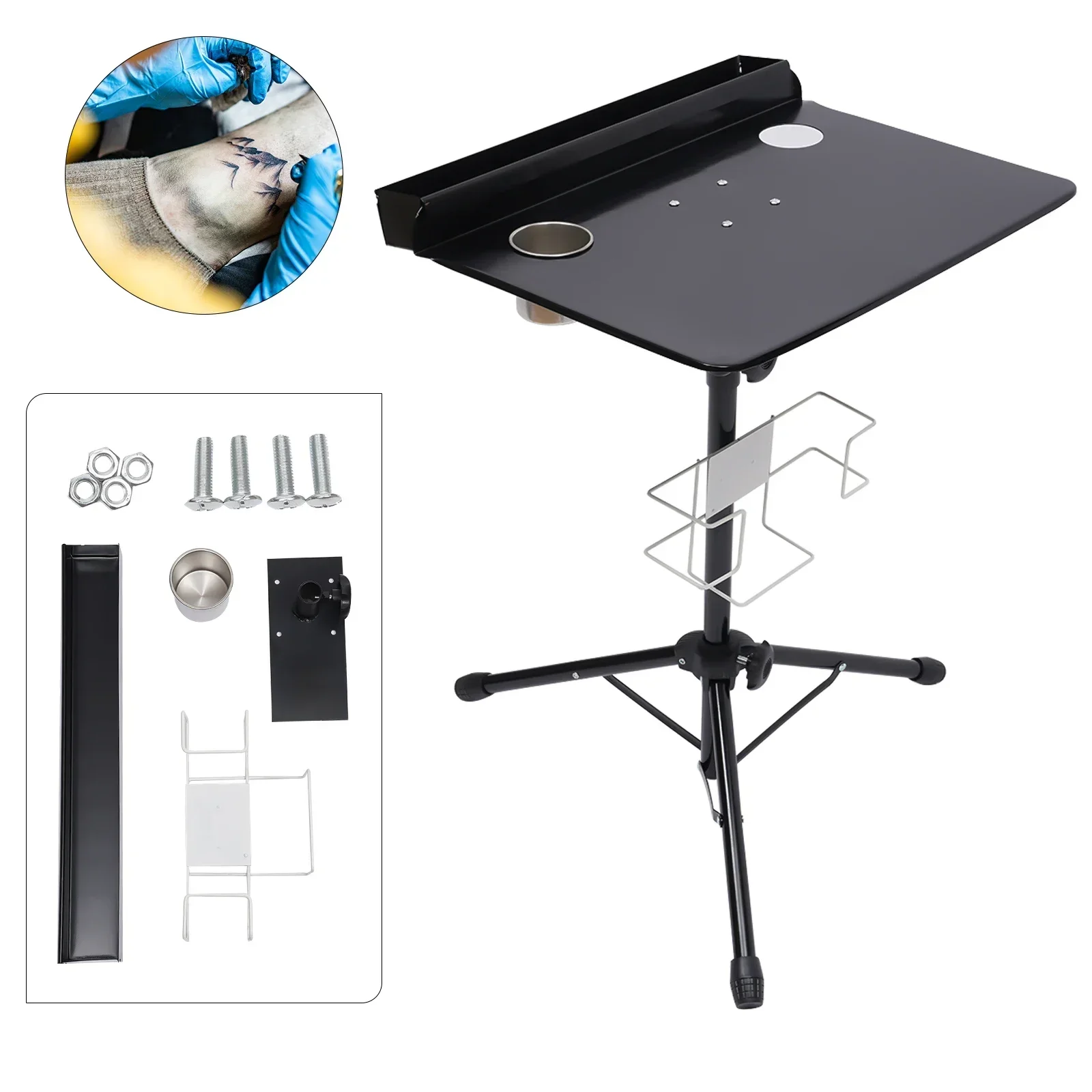 

Adjustable Portable Tattoo Workstation, Tattoo Tray, Mobile Tattoo Table, Rolling Workbench, Beauty Table, Arm Support Rack