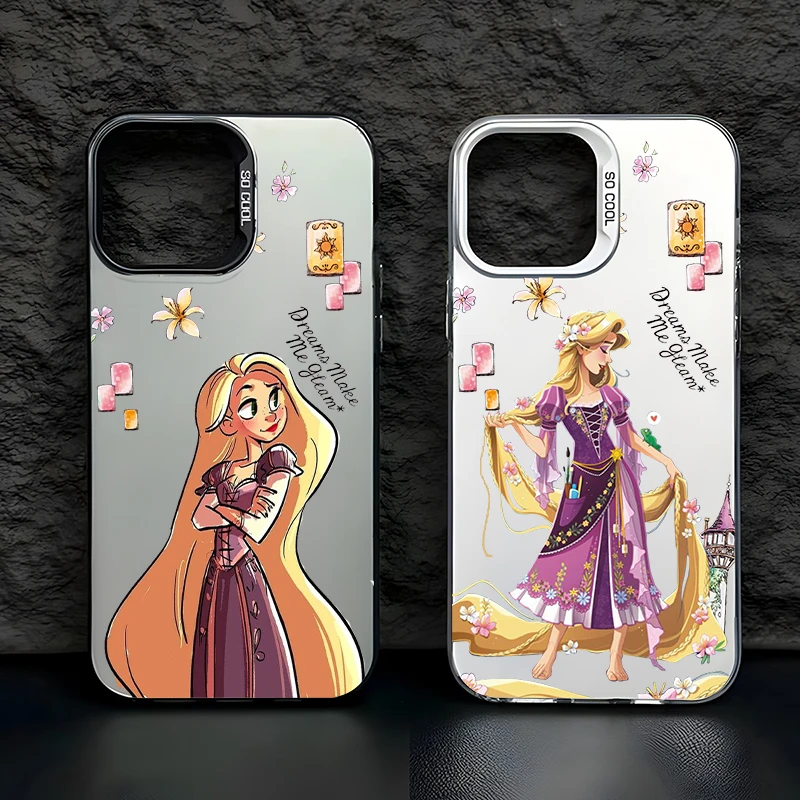 Girl Disney Tangled Rapunzel For Apple iPhone 15 14 13 12 11 XS XR X Pro Max Plus Colorful Silver Cover Phone Case