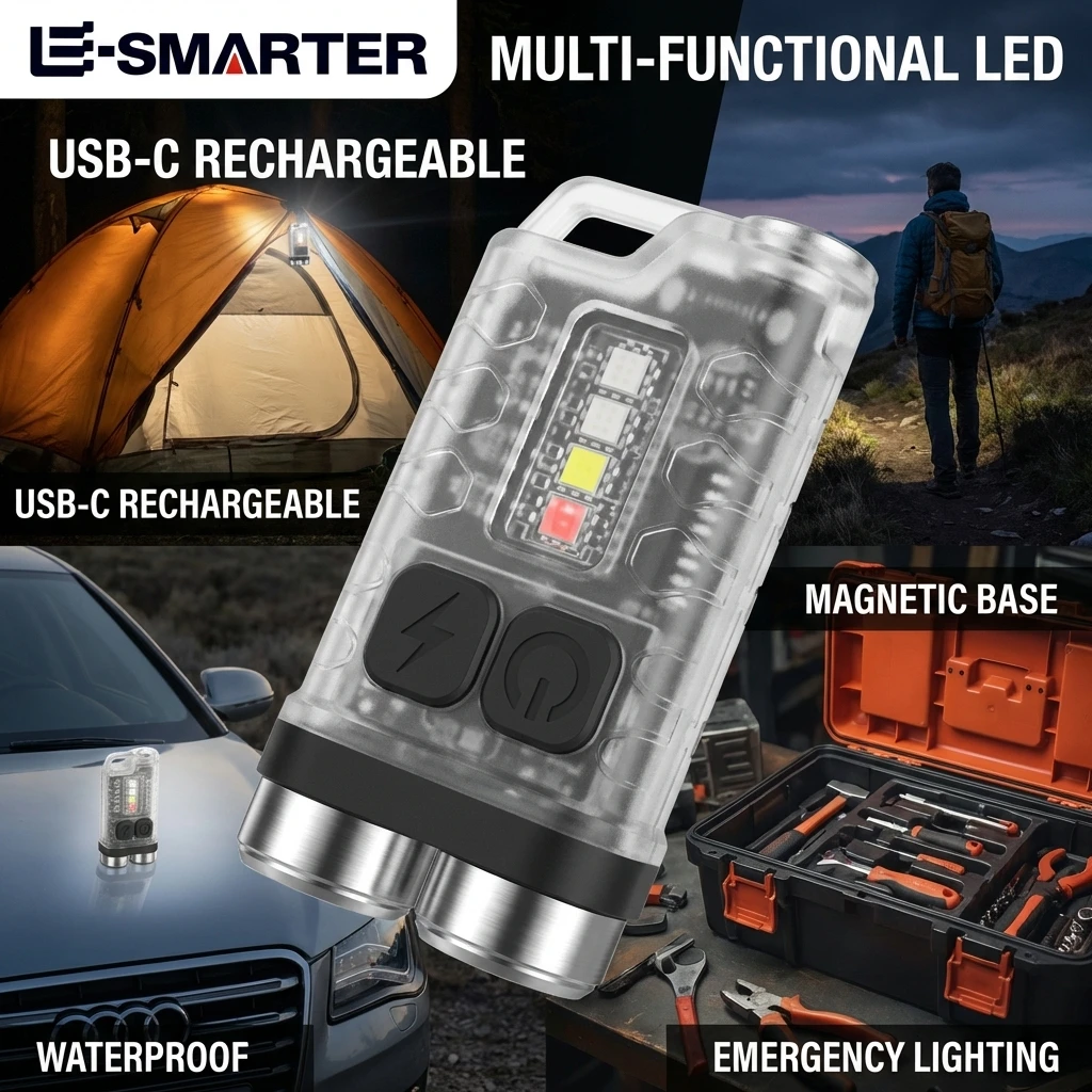 V3/V10 EDC Flashlight Keychain Light Type-C Rechargeable Portable Super Bright Mini Torch with Magnet UV Camping Pocket Lantern