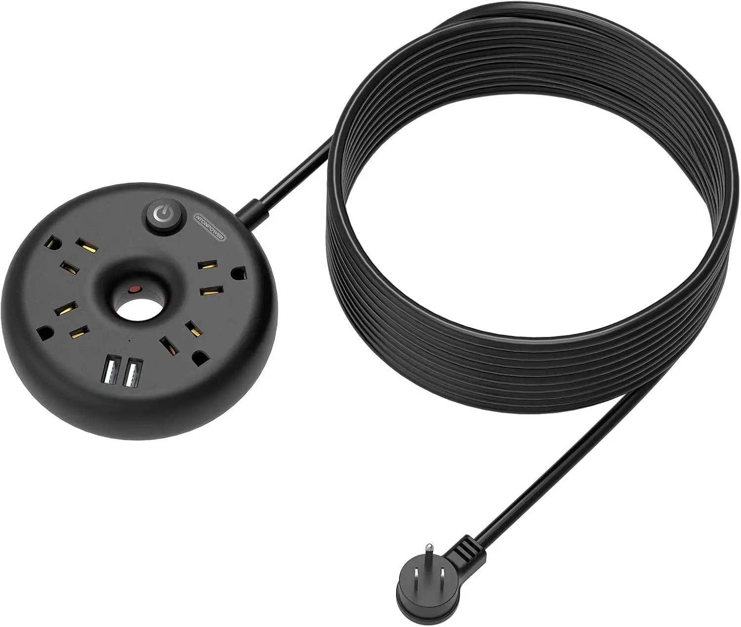 

US Plug Power Strip 4 Outlets 2 USB Ports 15ft Extension Cord Flat Plug Network filter socket extension Wall - mountab