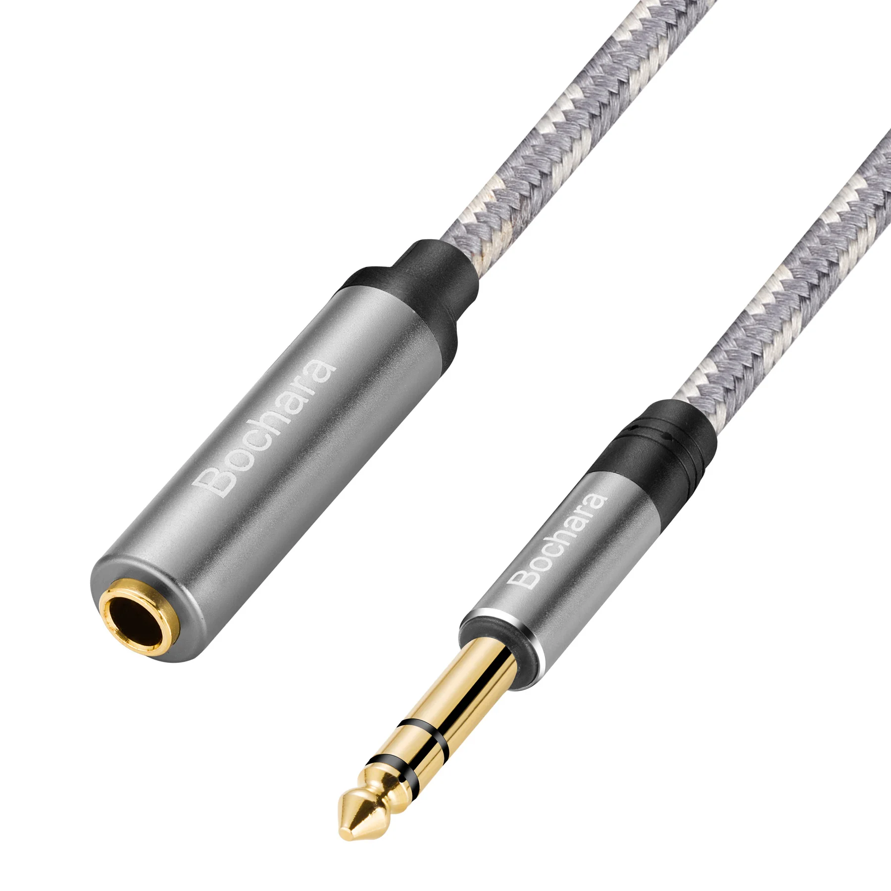 Кабель-удлинитель Bochara 30 см 1/4 ''6,35 мм стерео со штыревыми соединителями и двумя экранами