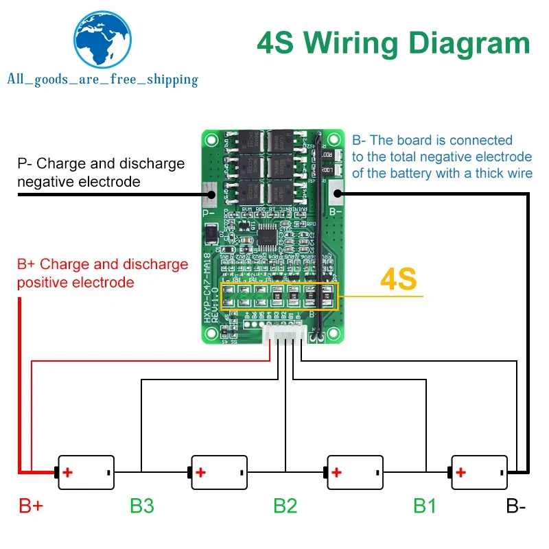 TZT 4S/5S/6S/7S BMS 16.8V 21V 20A 18650 Li-ion Lmo Ternary Lithium Battery Charger Protection Board Balance  Temperature Protect