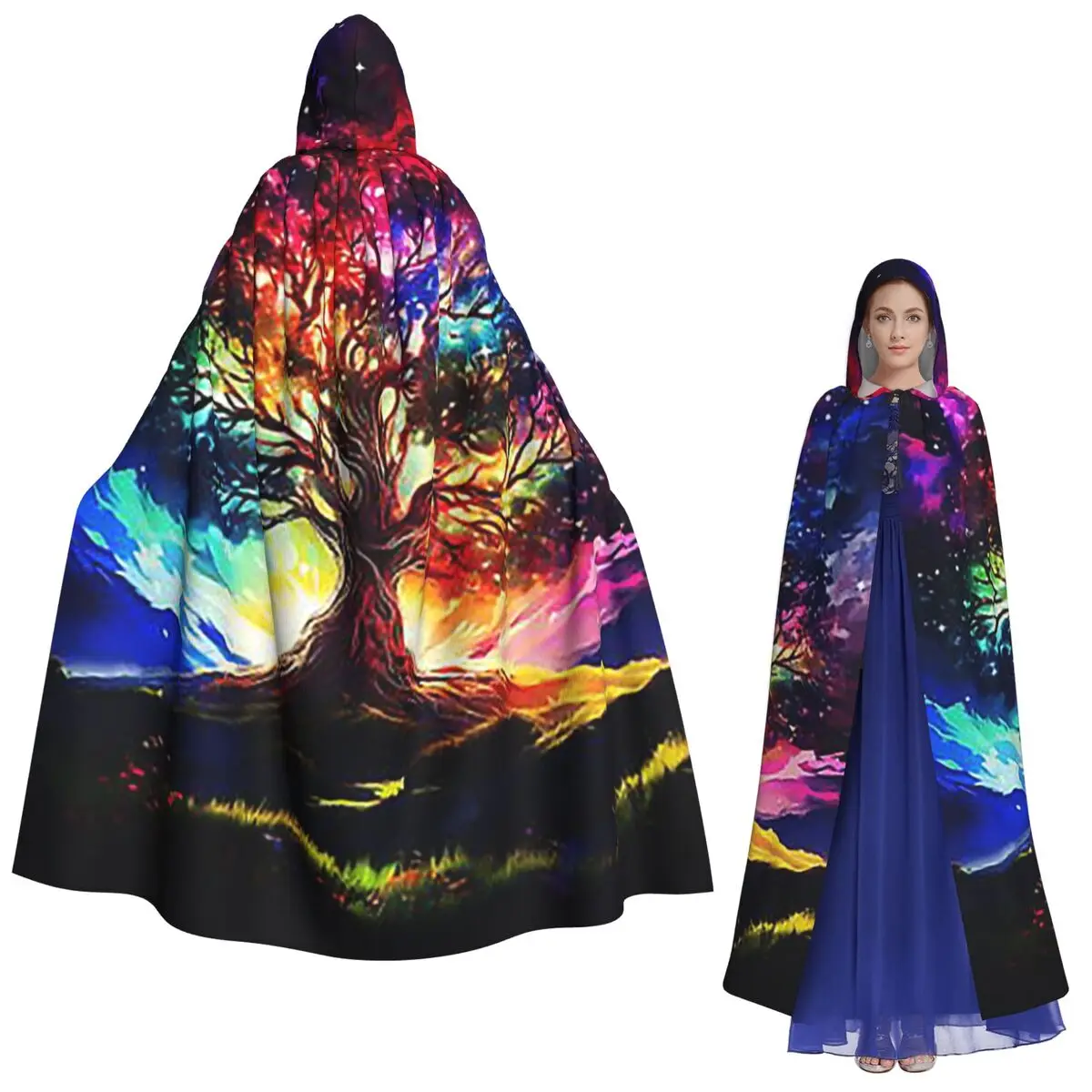 

Длинный плащ с капюшоном «Древо жизни», средневековый костюм ведьмы, накидка для косплея, Хэллоуин, вечеринка для взрослых, унисекс