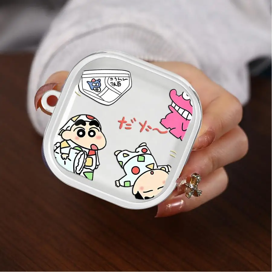 Case For Samsung Galaxy Buds 3 FE 4 Pro 2 Live 4Pro 2Pro 3Pro Clear Earphone Cases Cover With Hook Cute Crayons Shinchan view 4