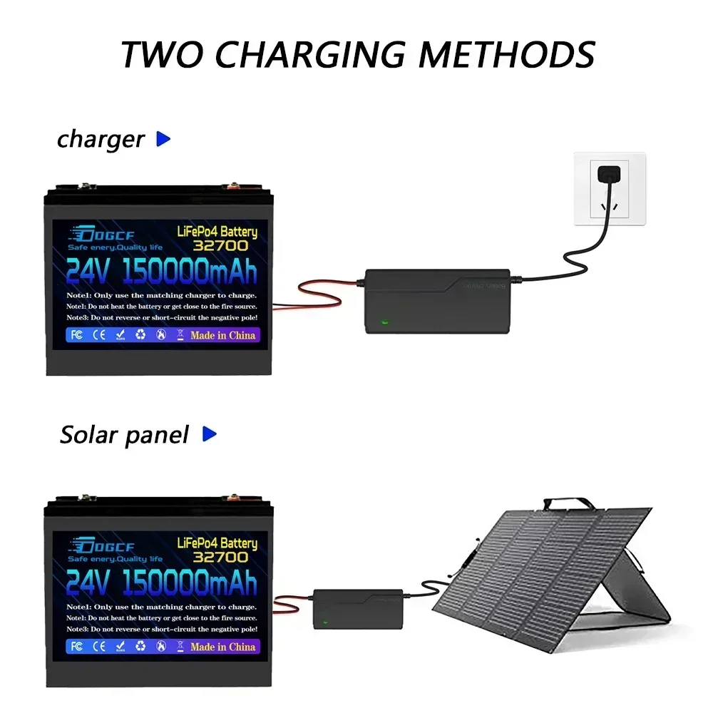 24V 150AH LiFePO4 32700 batterij Ingebouwde 120A BMS RV oplaadbare lithium-ijzerfosfaat, Solar Marine Overland off-grid batterij