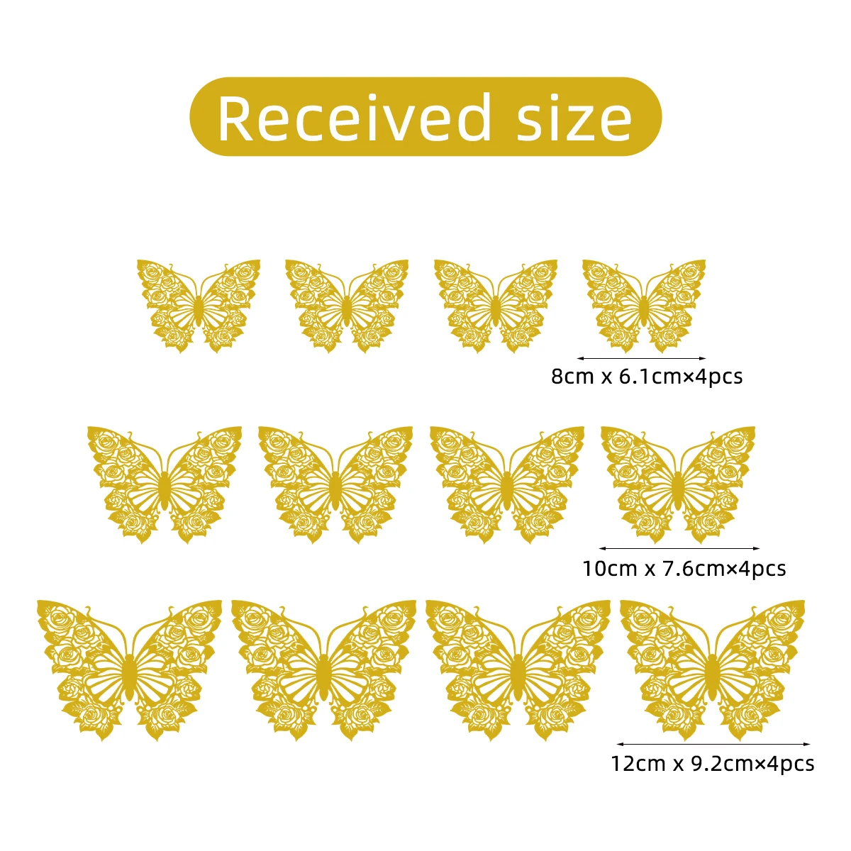 12pcs Gold Colorful Hollow Butterflies Wall Stickers for Door Windows Wedding Decoration Kid Room Home Decor Accessories Bedroom