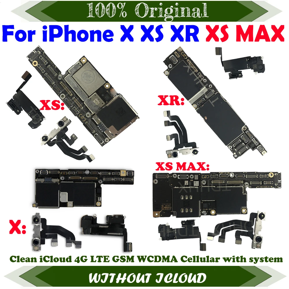 To Free Shipping 100% Original Support Update Plate for iPhone X XS MAX XR Motherboard with full chip Main Logic board Clean