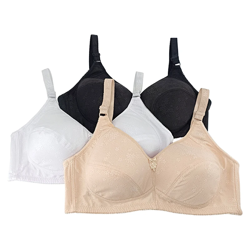 Embossed Bras for Women Supportive Wireless Push Up Bra Full Coverage No Underwire Bralettes Plus Size for Older Women