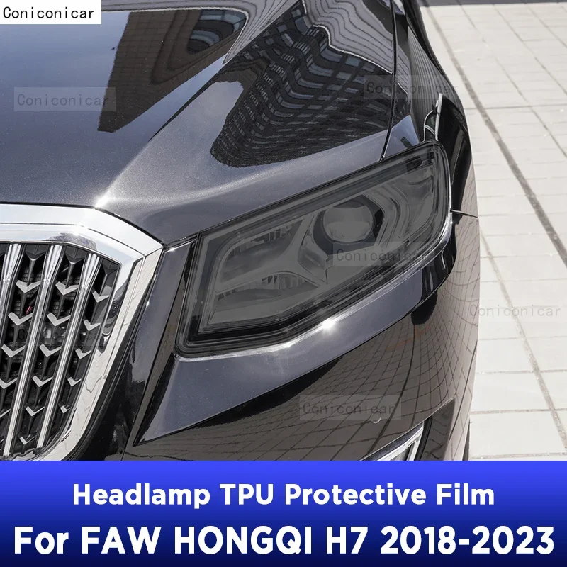 

For FAW HONGQI H7 2018-2023 Car Headlight Protection Smoked Black Tint Anti-Scratch Protective Film TPU Stickers Accessories