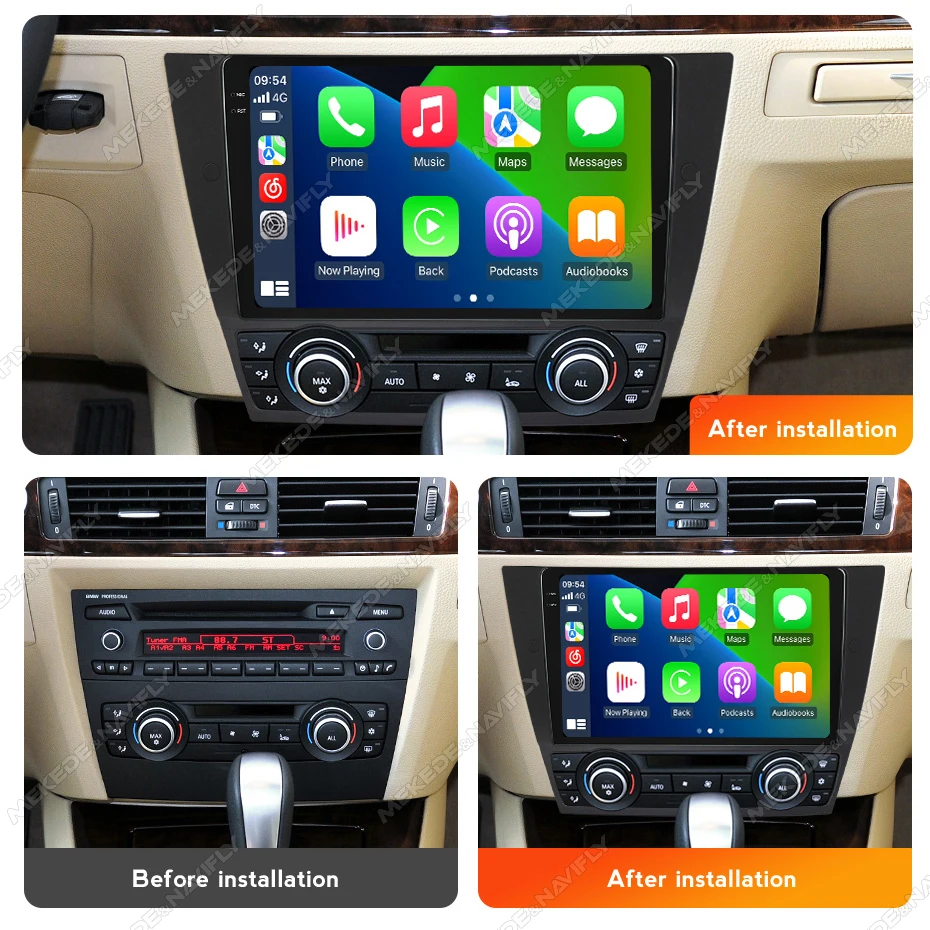 ل أبل اللاسلكية CarPlay أندرويد 14 السيارات مشغل وسائط متعددة لتحديد المواقع والملاحة IPS شاشة تعمل باللمس BT لسيارات BMW 3 Series E90 E91 E92 E93 #2