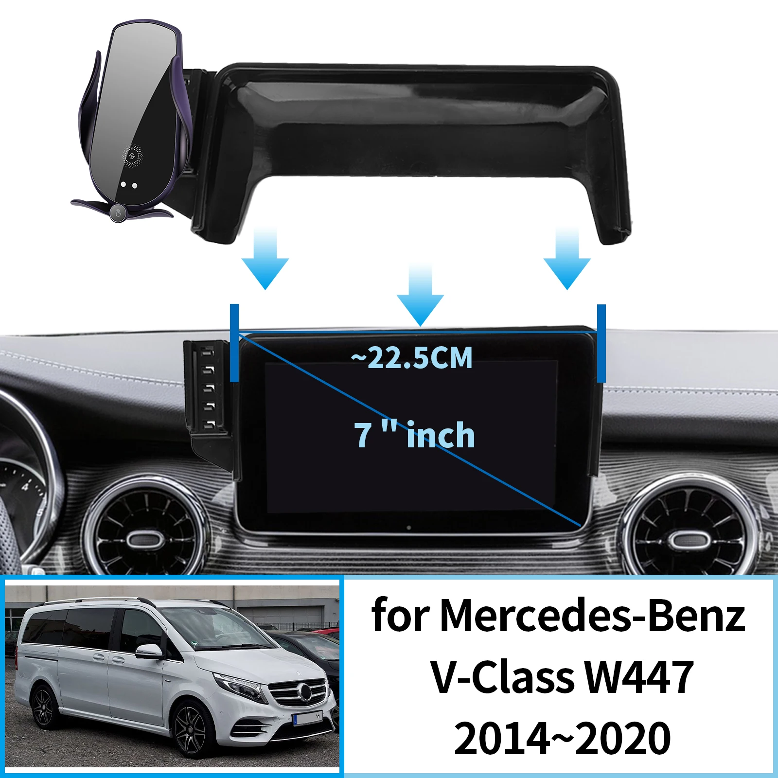 

for Mercedes-Benz V-Class W447 2014~2020 Phone Holder Screen Fixed Navigation Bracket Base Wireless Charging Accessories