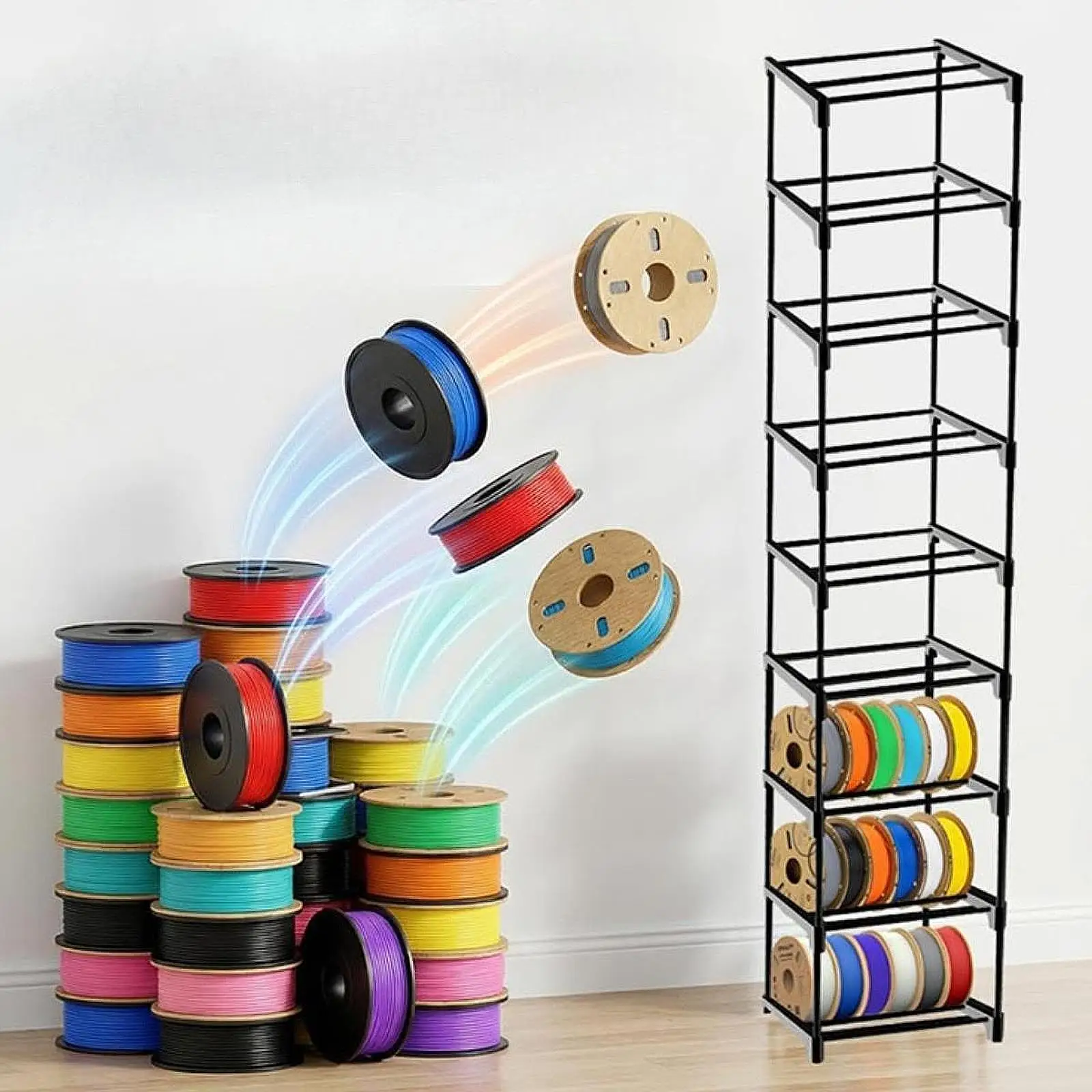 3D Printer Filament Storage Rack Spool Holder Stand Stable Organizer Modular Shelf 9 Tier for Office Studio