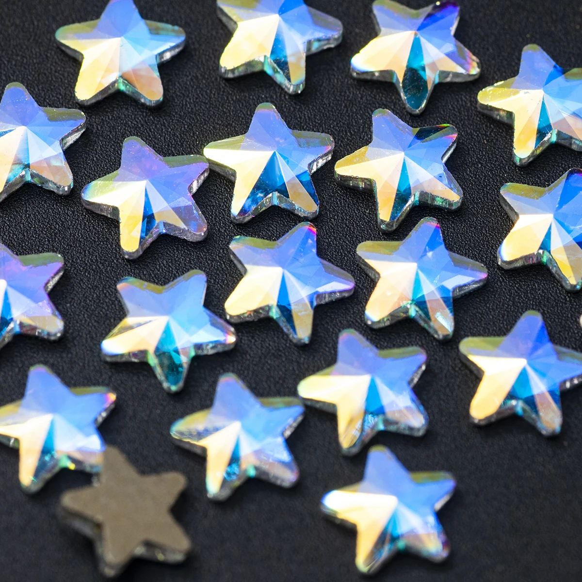 Super Glitter Rivoli Star 5mm 7mm Crystal Strass Flatback Non HotFix Nail Art Rhinestone 3D Glass Nail Charms Decorations