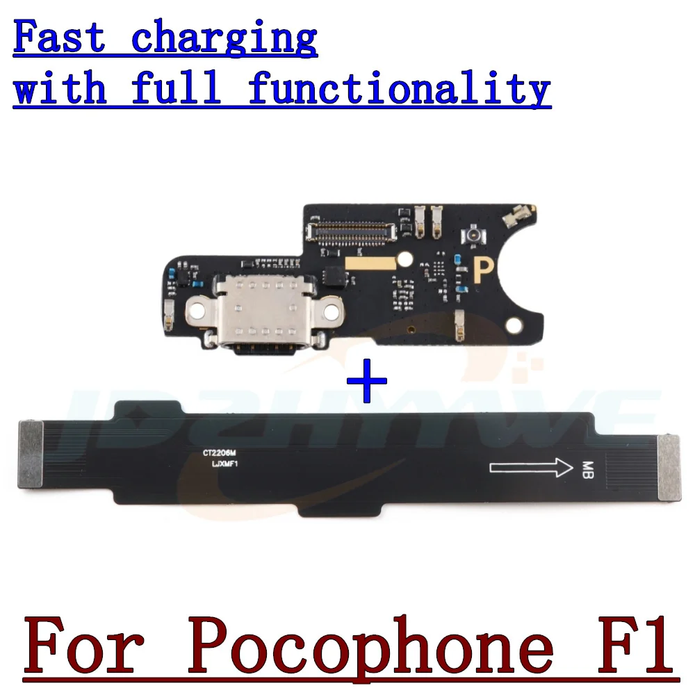 USB Charging Port Mic Microphone Dock Connector Board For Xiaomi Pocophone Poco F1 Main Motherboard Flex Cable Repair Parts