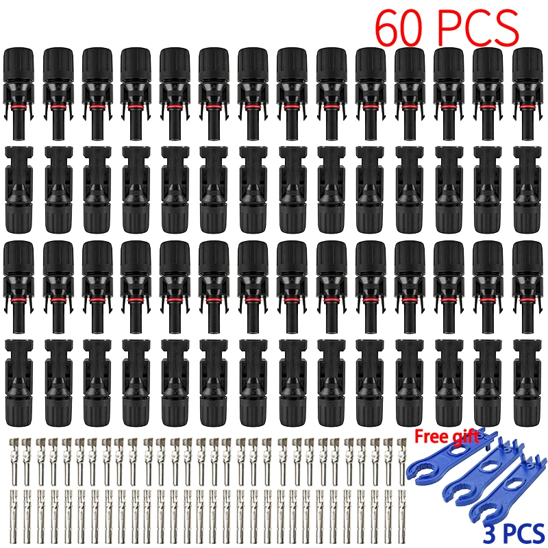 10/20/100PCS Solar PV Connector Kit 1000V 30A IP67 Waterproof Male Female Crimp Plug for 2.5 4 6mm2 Photovoltaic Panel Cables