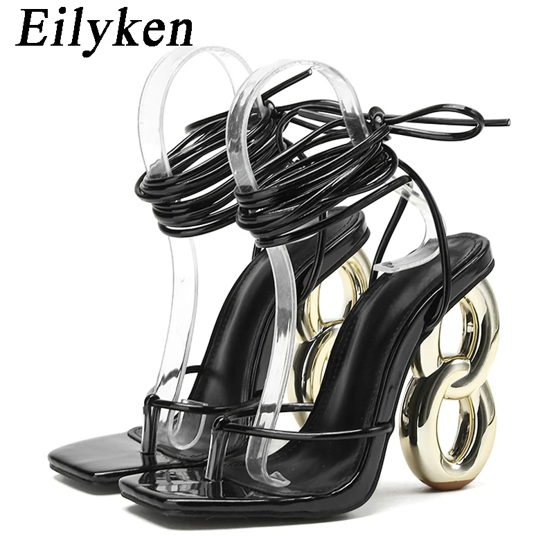 Eilyken Sexy sandali con cinturino incrociato alla caviglia donna banchetto estivo moda Open Toe Club Stripper Design tacchi da lavoro scarpe da