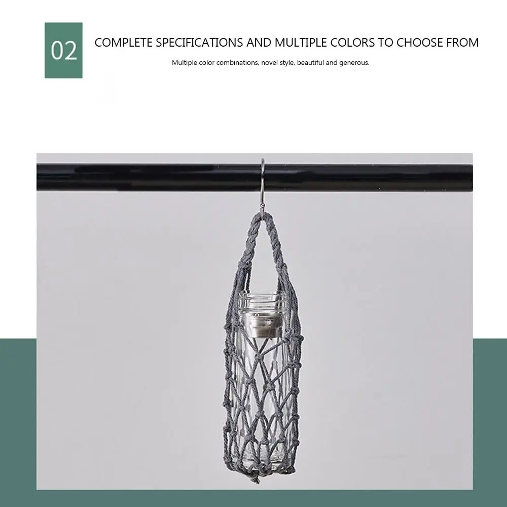 Hand Woven Water Cup Mesh Bag Weave Manual Water Bottle Cover Multiple Colors Can Be Suspended Pouch Visible Bag