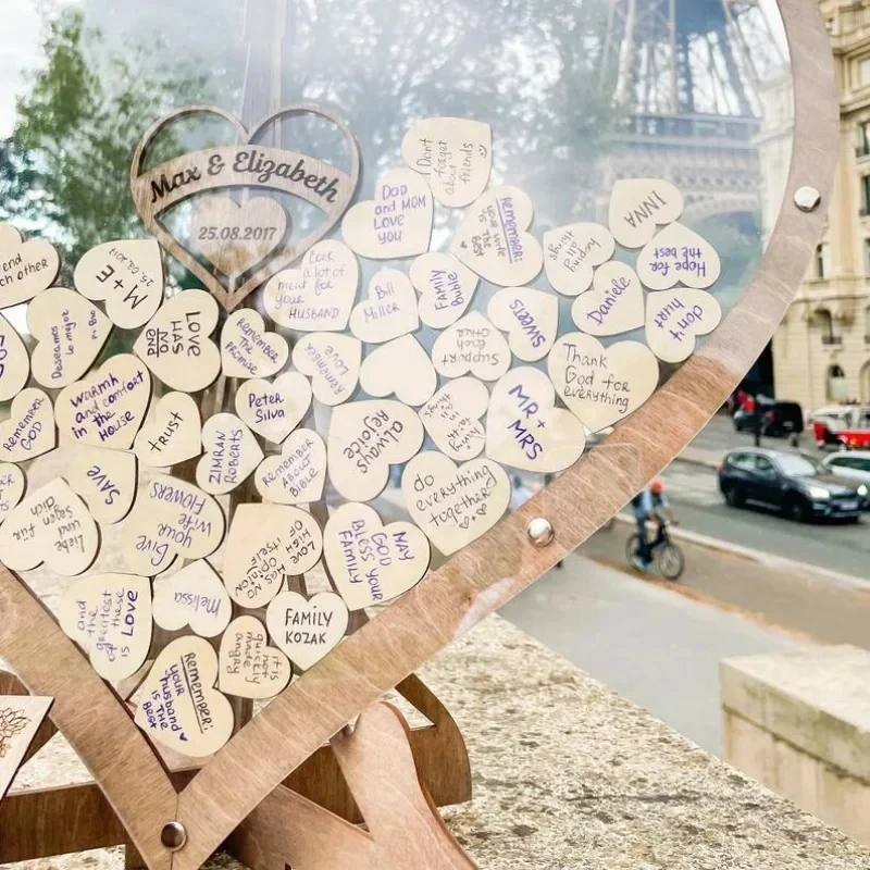 Imagen 7: Libro de invitados de boda alternativo, Decoración de mesa, forma de corazón de madera