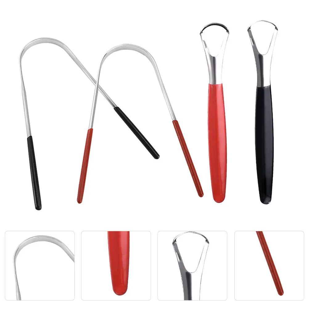 

4Pcs Tongue Scrapers Oral Cleaning Tool Set Assorted Color Lightweight Ergonomic Grip Fresh Breath Tongue Cleaning Brush