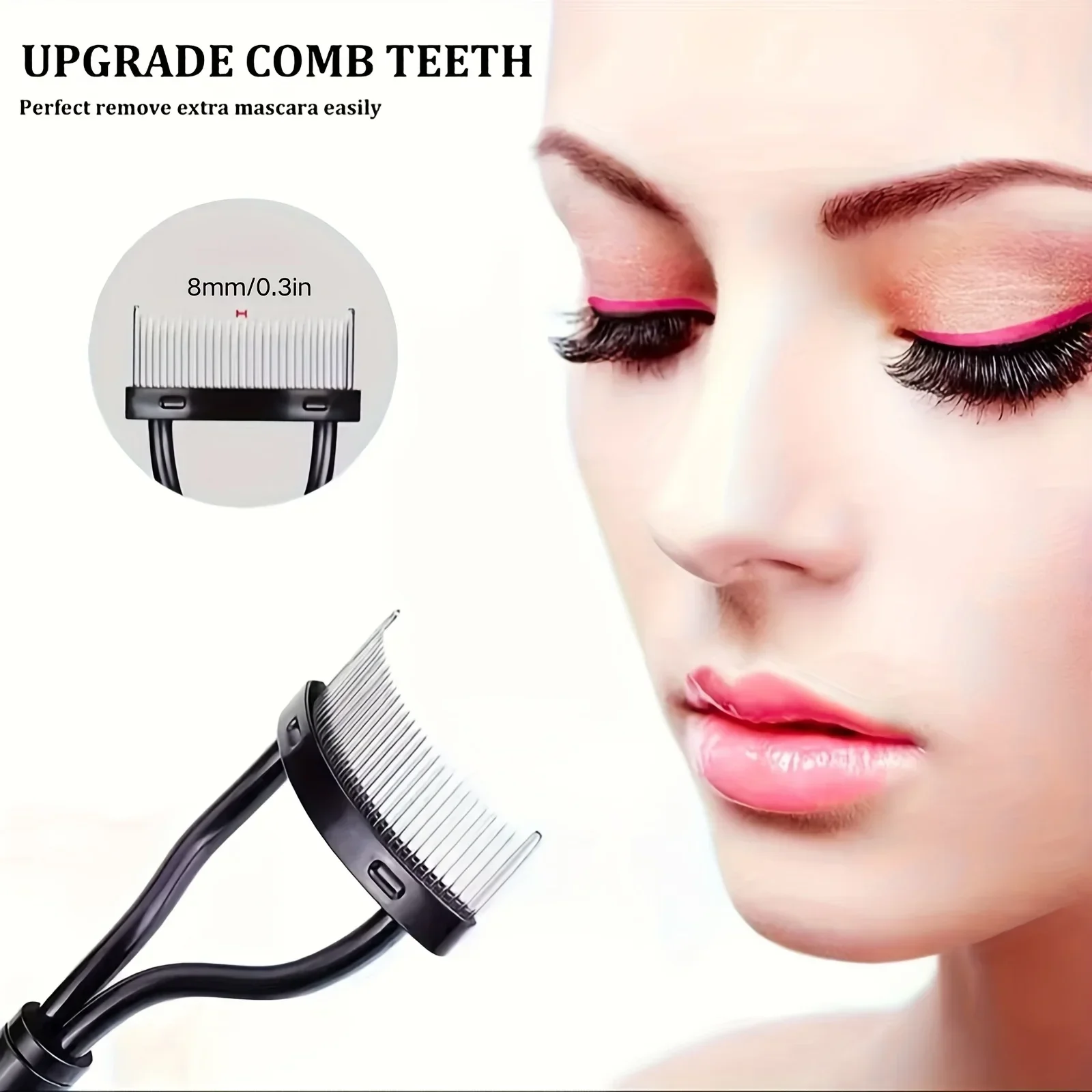 1-Pack Curved Eyelash Separator - With Mascara Brush, Comb Cover And Makeup Brush, A Must-Have Tool For Perfect Eye Makeup